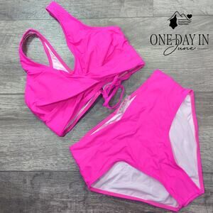 Aleumdr Twist Front Lace Up Back Bikini Swimsuit Size S